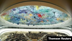 FILE - UN Human Rights Council session in Geneva. The United States withdrew from the body under the administration of former President Donald Trump.