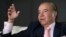 FILE - Former Argentine president Carlos Menem speaks during an interview with Reuters at his home in Buenos Aires, Oct. 6, 2009. 