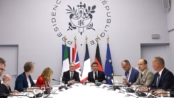 British Prime Minister Keir Starmer and French President Emmanuel Macron co-host a multinational virtual summit at the Elysee Presidential Palace, in Paris, France, on April 17, 2026.