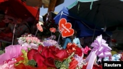 FILE: Flowers are displayed for sale ahead of the Valentine's Day at a flower market in central Phnom Penh, Cambodia, February 14, 2016. (Reuters)