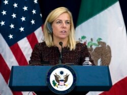 FILE - U.S. Secretary of Homeland Security Kirstjen Nielsen speaks during a news conference in Washington, Dec. 14, 2017.