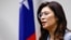 资料照片：国民党主席郑丽文在前往中国访问之前，在台北举行记者会。(2026年3月30日)