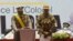 FILE—Colonel Assimi Goita, leader of two military coups and new interim president, speaks during his inauguration ceremony in Bamako, Mali, June 7, 2021
