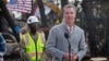 FILE - California Governor Gavin Newsom speaks during a visit to an area impacted by the Eaton Fire, in Altadena, California, Feb. 11, 2025.