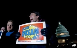 Demonstrators rally in support of the Deferred Action for Childhood Arrivals (DACA), and to avoid the government shutdown on Capitol Hill, Jan. 19, 2018, in Washington.