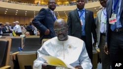 FILE - Liberia's recently-elected President George Weah attends the opening ceremony of the African Union summit in Addis Ababa, Ethiopia, Jan. 28, 2018. 