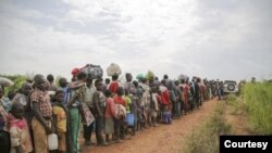 FILE: Long line of African refugees in an image produced by UNHCR in observance of World Refugee Day, June 20. Taken 06.18.2021