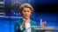 European Commission President Ursula von der Leyen addresses the media after a video-conference with G7 leaders at the European Council building in Brussels, March 16, 2020. 