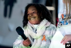 FILE - Yolanda Renee King, granddaughter of Martin Luther King Jr., speaks during the March for Our Lives rally in support of gun control in Washington, March 24, 2018.