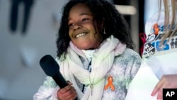 Yolanda Renee King, granddaughter of Martin Luther King Jr., speaks during the March for Our Lives rally in support of gun control in Washington, March 24, 2018.