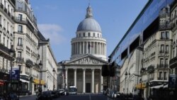 FILE - In this file photo dated Tuesday, March 31, 2020, a bus drives to the Pantheon in Paris. The remains of American-born singer and dancer Josephine Baker will be reinterred at the Pantheon monument in Paris.