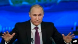 Presiden Rusia Vladimir Putin di Moskow, Rusia (18/12)