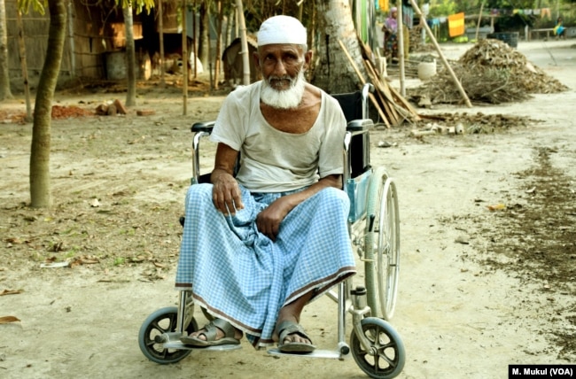 BNP leader Abdul Khalek Sarkar, 86, a resident of Bogra district, says he cannot move around properly, but police have filed a violence-related case against him.