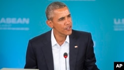 President Barack Obama speaks at the plenary session meeting of ASEAN in California..