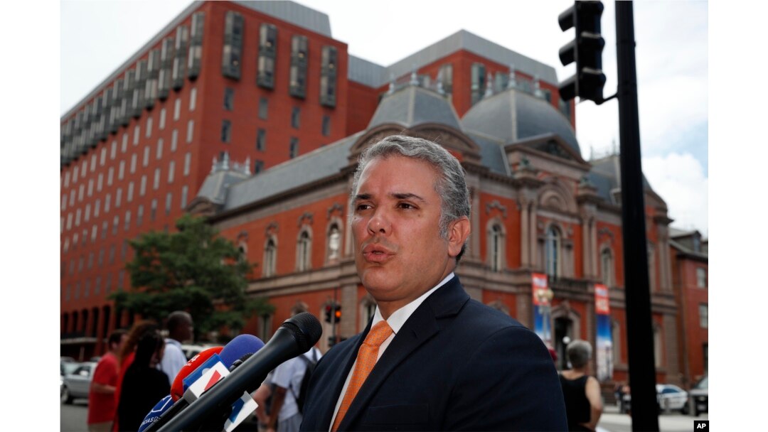 Presiden terpilih Kolombia, Ivan Duque di Washington, D.C., 5 Juli 2018. (Foto: dok).