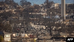 Una vista de un vecindario de Lahaina, en la isla de Maui, Hawái, destruido por un incendio forestal, el 14 de agosto de 2023.