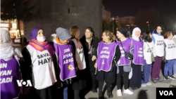 Women demonstrate in Diyarbakir, Turkey, on Dec. 13, 2024, drawing attention to the situation of the Kurdish region.