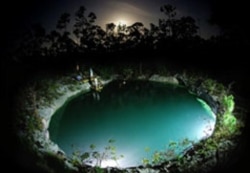 A blue hole in the Bahamas
