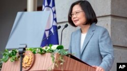 La présidente taïwanaise Tsai Ing-wen prononçant un discours après sa cérémonie d'investiture à Taipei, le 20 mai 2020. (Photo présidence)