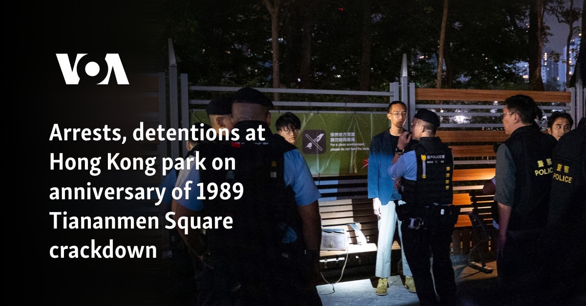 Arrests, detentions at Hong Kong park on anniversary of 1989 Tiananmen Square crackdown