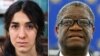 A combination picture shows the Nobel Prize for Peace 2018 winners: Yazidi survivor Nadia Murad posing for a portrait at United Nations headquarters in New York, March 9, 2017, and Denis Mukwege during an award ceremony to receive his 2014 Sakharov Prize at the European Parliament in Strasbourg, France, Nov. 26, 2014. 