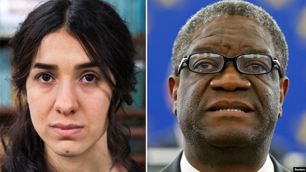 Hai người giành Nobel Hòa bình 2018 winners: bà Nadia Murad (trái), ông Denis Mukwege (phải)