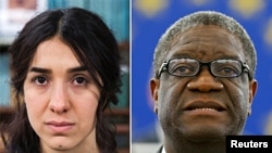 Nadia Murad (esq) e Denis Mukwege (dir) galardoados