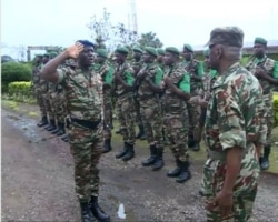Lieutenant General Rene Claude Meka, Cameroon's defense chief, visits troops in Buea, Cameroon, July 17, 2019. (Moki Kindzeka, VOA)