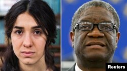 Hai người giành Nobel Hòa bình 2018 winners: bà Nadia Murad (trái), ông Denis Mukwege (phải)