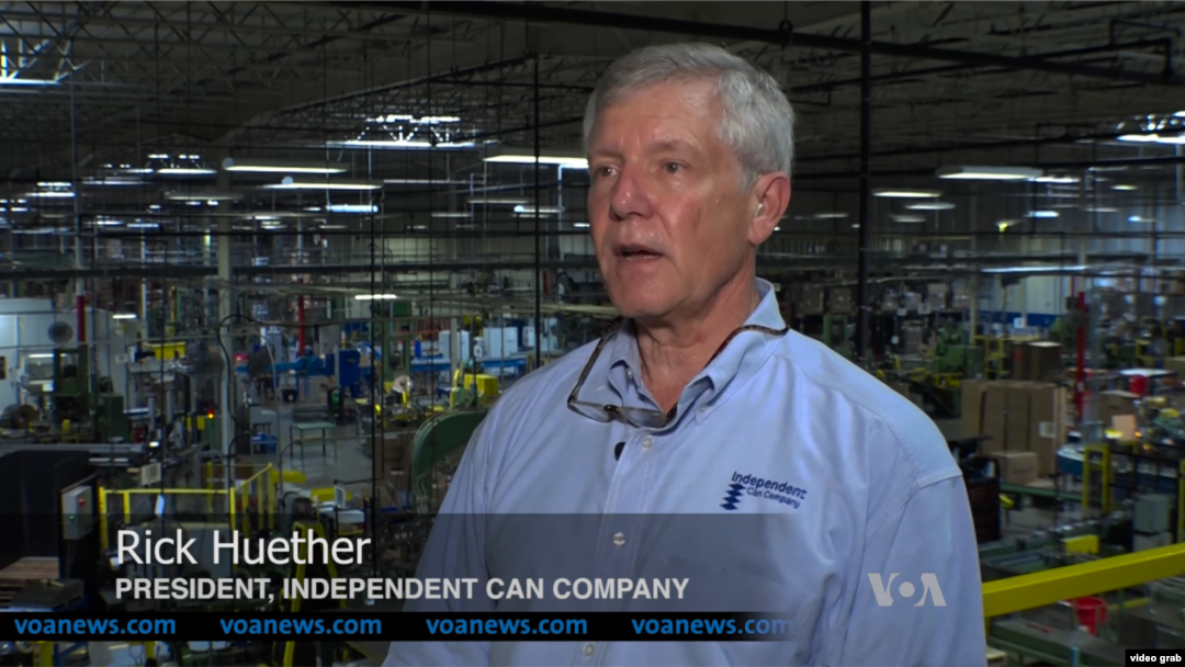 Rick Huether, Presiden Independent Can Company. (VOA/Videograb)