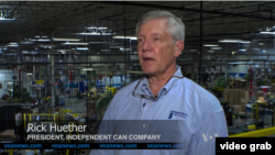 Rick Huether, Presiden Independent Can Company. (VOA/Videograb)