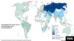 Tuberculose - Mapa de percentagem de casos novos com multi-resistência