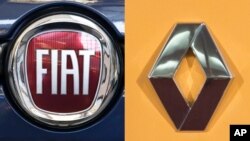 피아트와 르노 로고. 