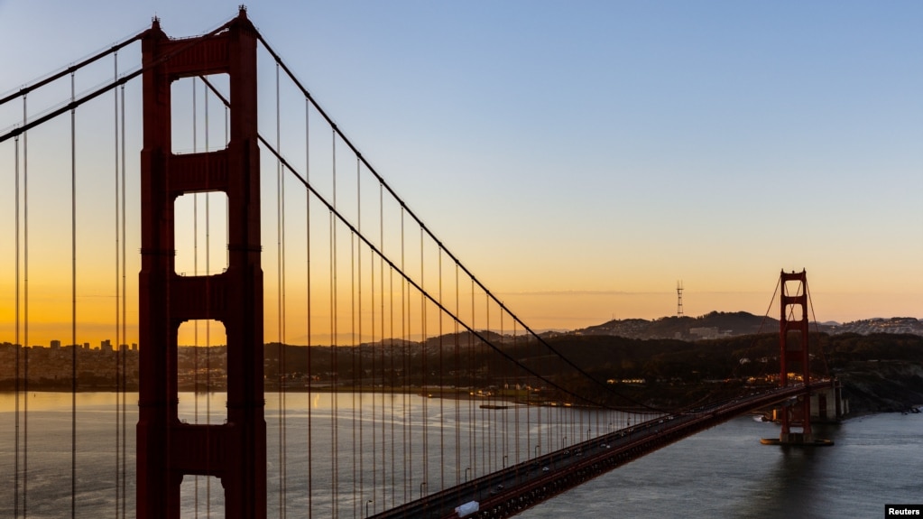 The Golden Gate Bridge during sunrise seen from Marin Headlands viewpoint in Marin County, California, U.S. October 5, 2024. REUTERS/Manuel Orbegozo