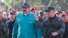 Venezuelan President Nicolas Maduro speaks with senior military officials during a military exercise in Valencia, Venezuela, Jan. 27, 2019.