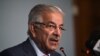 FILE - Pakistani Foreign Minister Khawaja Asif briefs the media at the end of a three-day conference in Islamabad, Pakistan, Sep. 7, 2017.