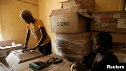 FILE- Employees sort electoral material at Independent National Electoral Commission (INEC) office, ahead of Nigeria's Presidential election in Anaocha, Anambra state, Nigeria on February 24. 2023.