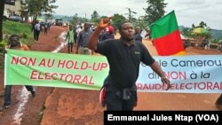Des manifestants ce dimanche à Bafoussam, au Cameroun le 4 novembre 2018. (VOA/Emmanuel Jules Ntap)