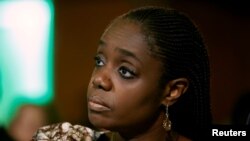 FILE - Nigeria's Finance Minister Kemi Adeosun attends the 2018 Annual Meetings of the African Export-Import Bank (Afreximbank) in Abuja, Nigeria, July 13, 2018. 