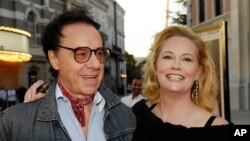 FILE - Peter Bogdanovich, director of the documentary film "Runnin' Down a Dream: Tom Petty and the Heartbreakers," and actress Cybill Shepherd are pictured at the world premiere of the film at Warner Bros. Studios in Burbank, Calif., Oct. 2, 2007.