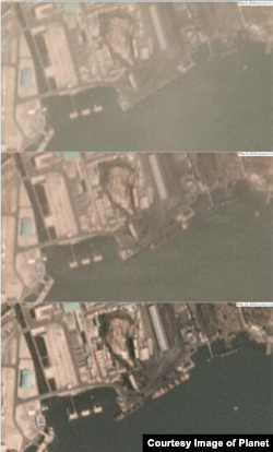지난 8일부터 12일 사이 북한 남포항을 촬영한 위성사진. 미국 정부가 북한 석탄을 불법 운반한 선박을 후에도, 남포항에서는 여전히 화물선들의 활발한 움직임이 포착됐다. 사진 제공: 사진 제공: 플래닛 랩스(Planet Labs).