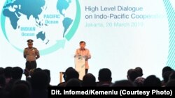 Wakil Presiden Jusuf Kalla membuka rangkaian pertemuan High Level Dialogue on Indo-Pacific Cooperation, Jakarta, 20 Maret 2019. (Foto: Dit. Infomed/Kemenlu)