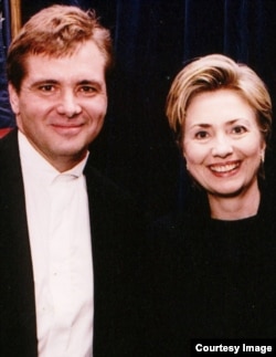 Joseph Mohen and then-First Lady Hillary Clinton