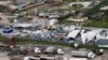 An aerial photo shows a damaged factory following the devastating Cyclone Idai in Beira, Mozambique, March 23, 2019. 