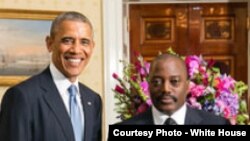 Le président Barack Obama, à gauche, avec son homologue de la RDC, Joseph Kabila, à droite, lors d'une réunion aux Etats-Unis, avec les dirigeants des pays africains. 5 août 2014.