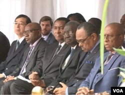 Senior Cameroon officials are seen at the inauguration ceremony, in Yaounde, Cameroon, Dec. 3, 2018. (M. Kindzeka/VOA)