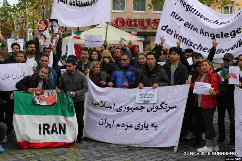 شهر نورنبرگ در آلمان نیز روز شنبه شاهد حضور ایرانیان بود که از اعتراض علیه جمهوری اسلامی در داخل ایران حمایت کردند.