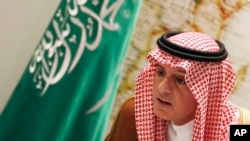 FILE - Saudi Arabia's Foreign Minister Adel al-Jubeir is pictured at a news conference in Riyadh, Saudi Arabia, Sept. 21, 2019.