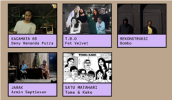 'Humanity Youth' exhibition, fr. top left: Deny (Semarang), Fat Velvet (Bandung), Bombo (Makassar), Armin (Kupang), Toma & Kako (Jakarta). (Foto: screenshot).