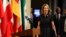 New U.S. Ambassador Kelly Craft walks to the podium to address the press after attending her first Security Council meeting, at United Nations headquarters, in New York, Sept. 12, 2019. 